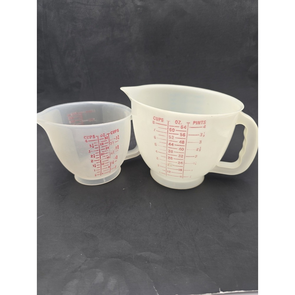 Vintage Tupperware Mix-N-Store Measuring Set 8 Cup 500-9 & 4 Cup 1288-1 No Lids